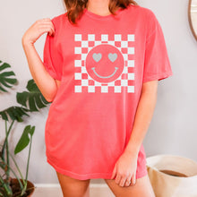 Load image into Gallery viewer, Smiley face checkered T-shirt
